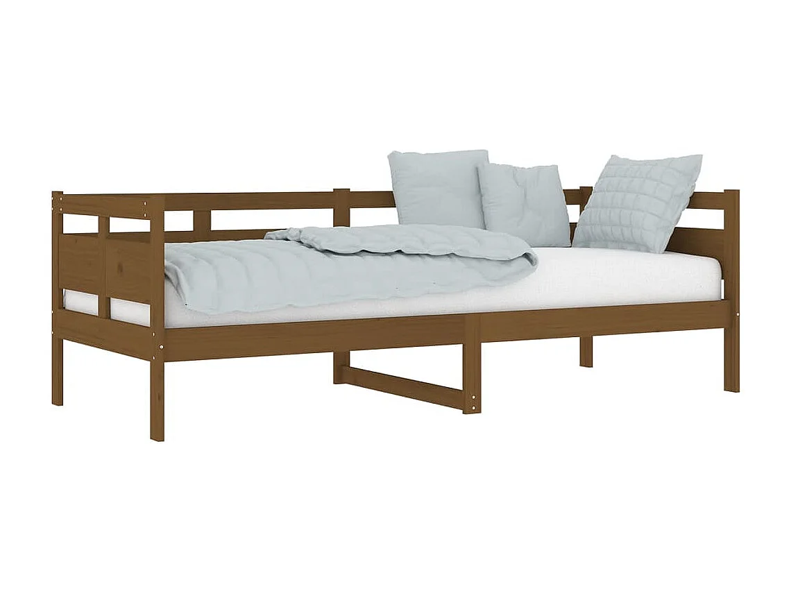 Cama de solteiro 80x200 cm madeira de pinho maciça castanho-mel PT889354