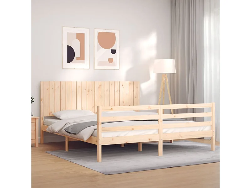 Cama Super King Size com cabeceira madeira maciça PT351065