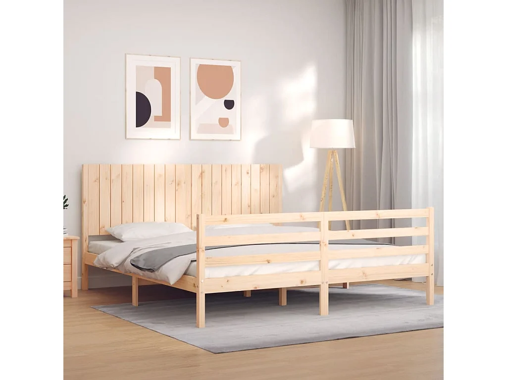 Cama Super King Size com cabeceira madeira maciça PT351065