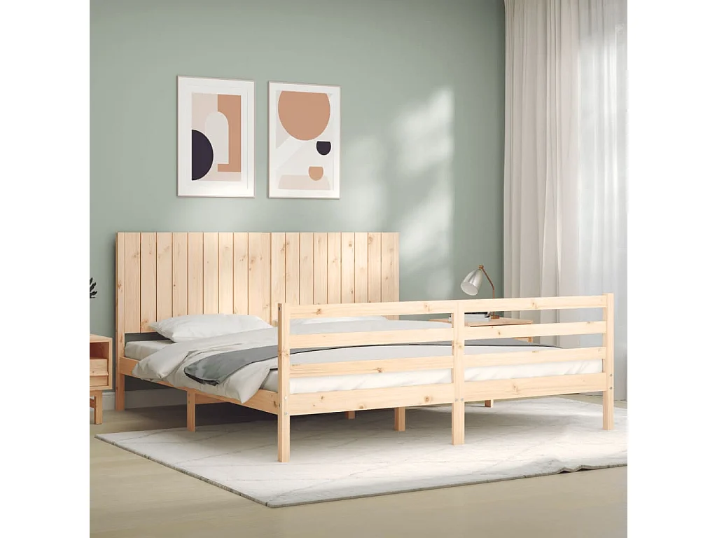 Cama Super King Size com cabeceira madeira maciça PT351065