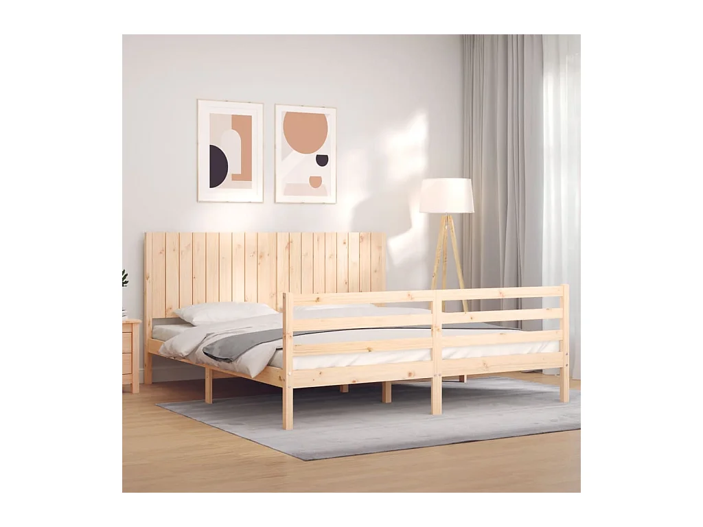 Bedframe met hoofdbord massief hout NL59433