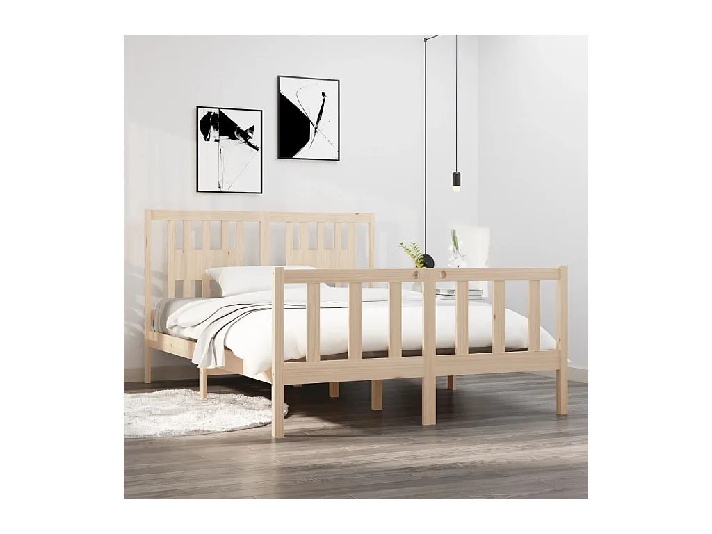 Cama dupla 4FT6 135x190 cm madeira maciça PT880460
