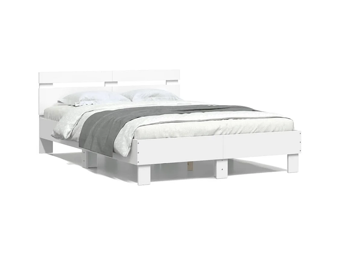 Lit-120x200 cm + tête de lit blanc bois d'ingénierie HOQW51690