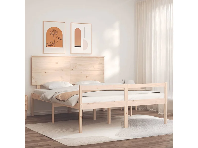 Cama -160x200 cm para personas mayores con cabecero madera maciza YOE71903