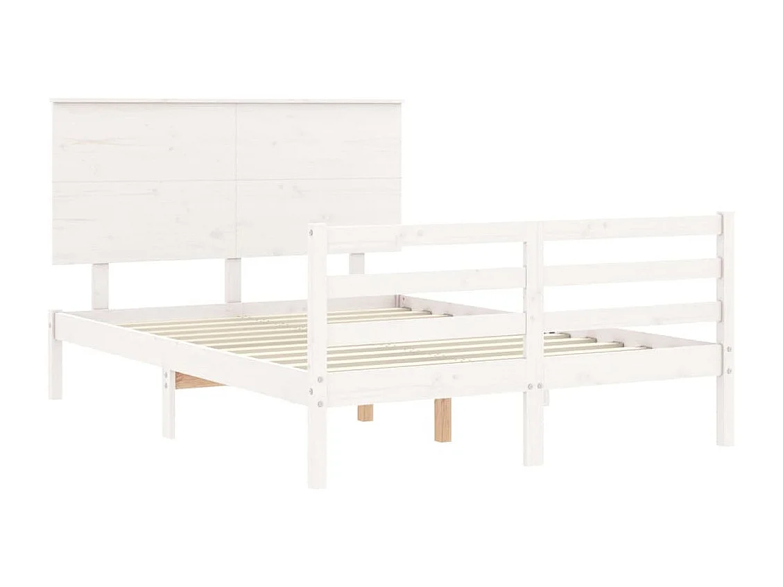 Lit-120x190 cm + tête de lit blanc petit double bois massif HOQW27505