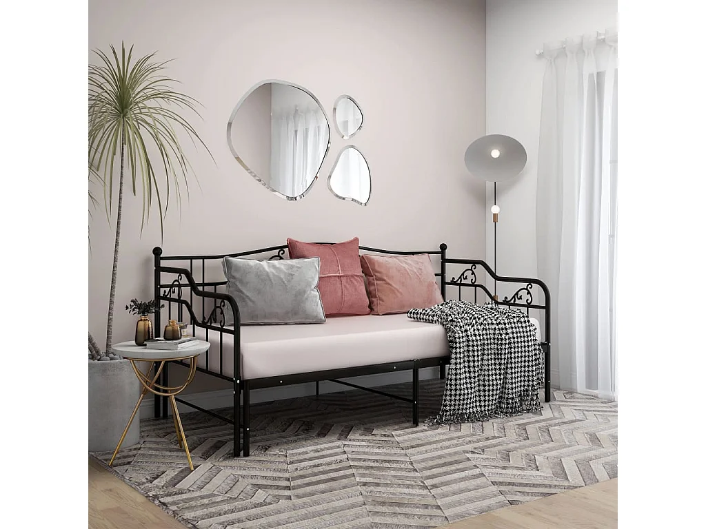 Lit-90x200 cm extensible Noir Métal HOQW61919