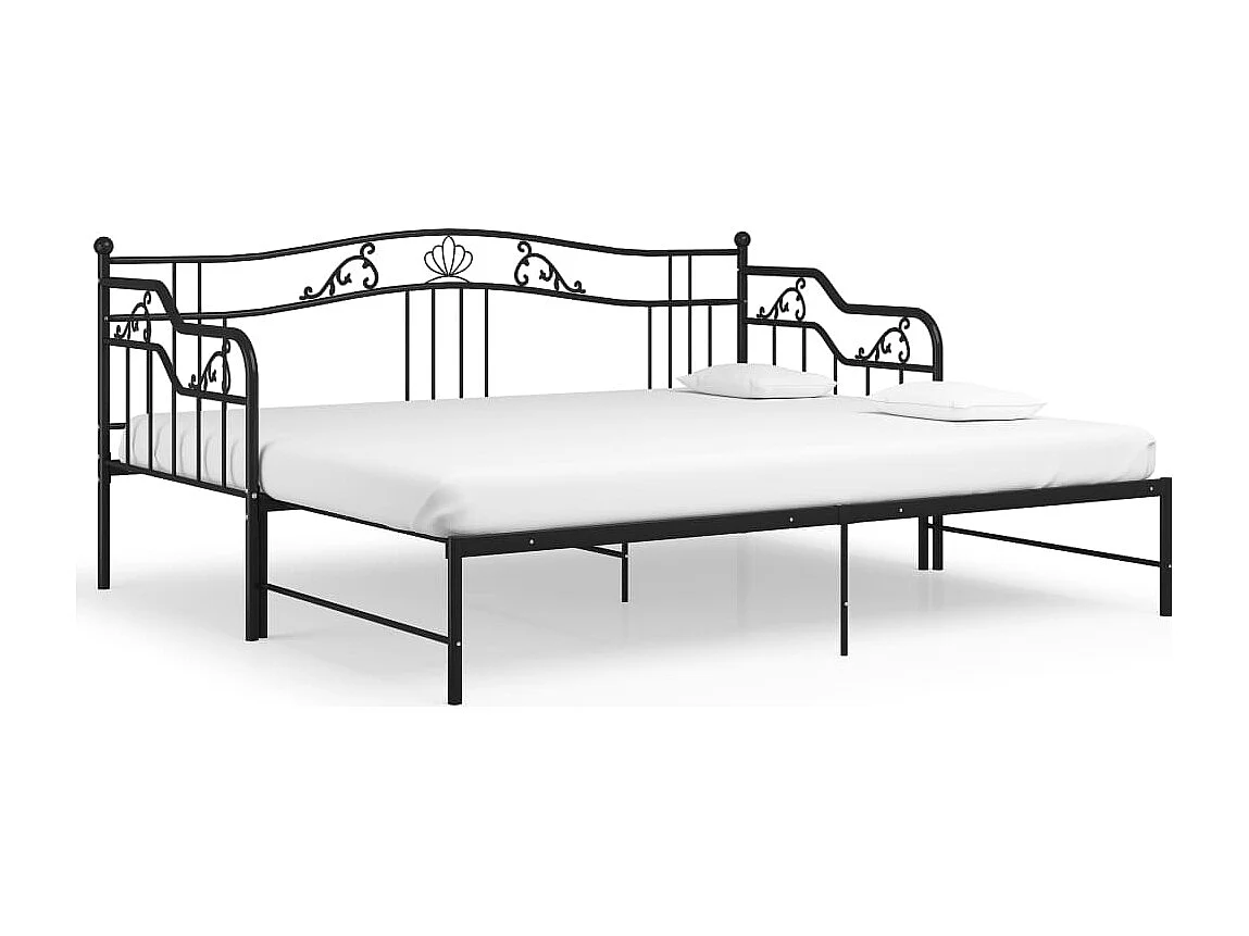 Lit-90x200 cm extensible Noir Métal HOQW61919