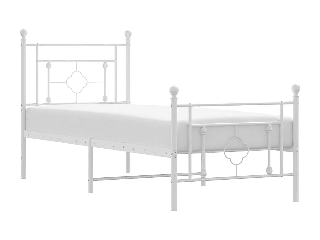 Cama com cabeceira e pés 75x190 cm metal branco PT596021