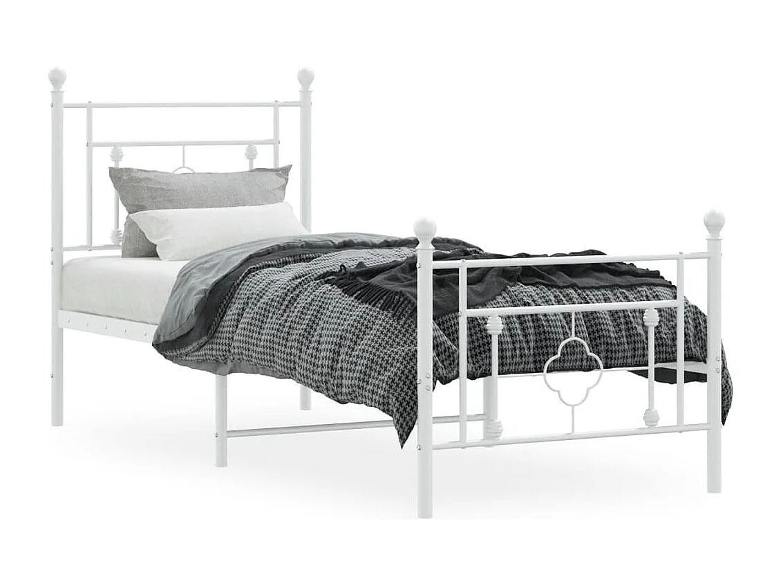 Cama com cabeceira e pés 75x190 cm metal branco PT596021