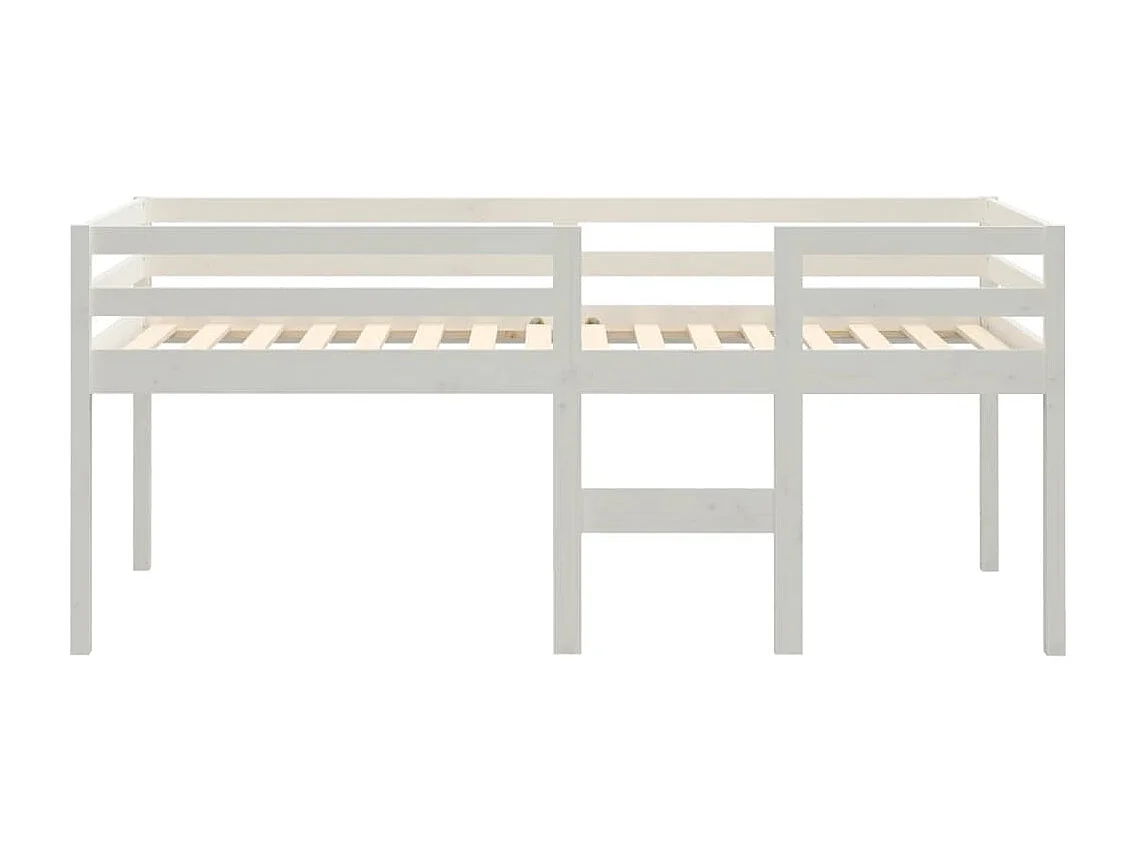 Lit haut-75x190 cm Blanc Bois de pin massif HOQW48677