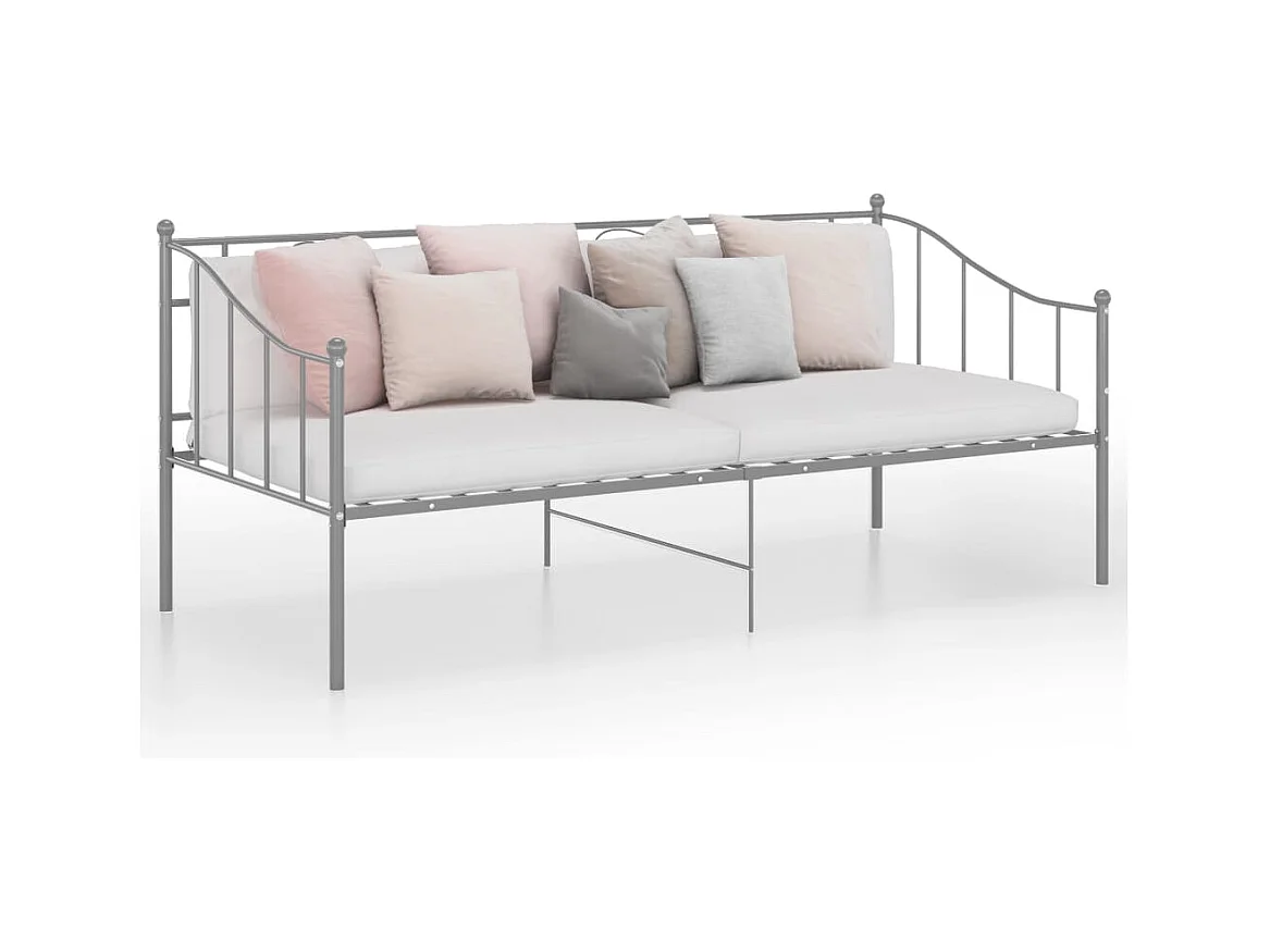 Cama de solteiro 90x200 cm metal cinzento PT161267