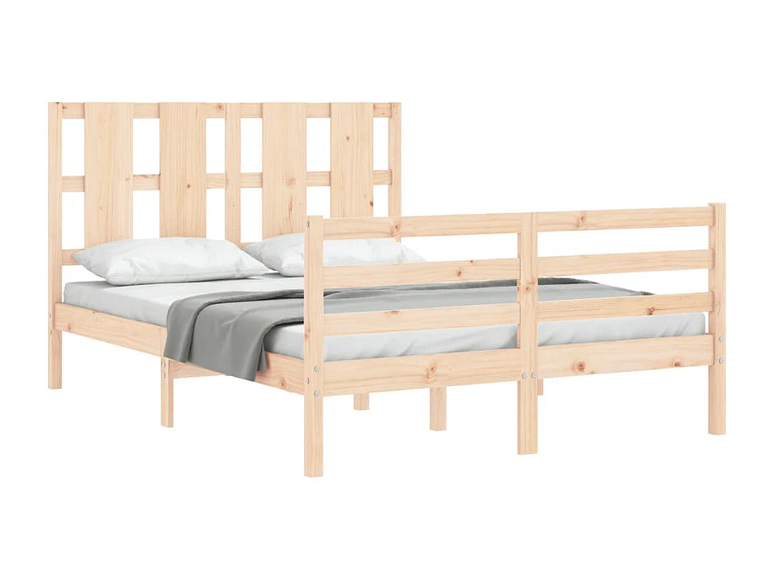 Lit-140x190 cm + tête de lit bois massif HOQW91296