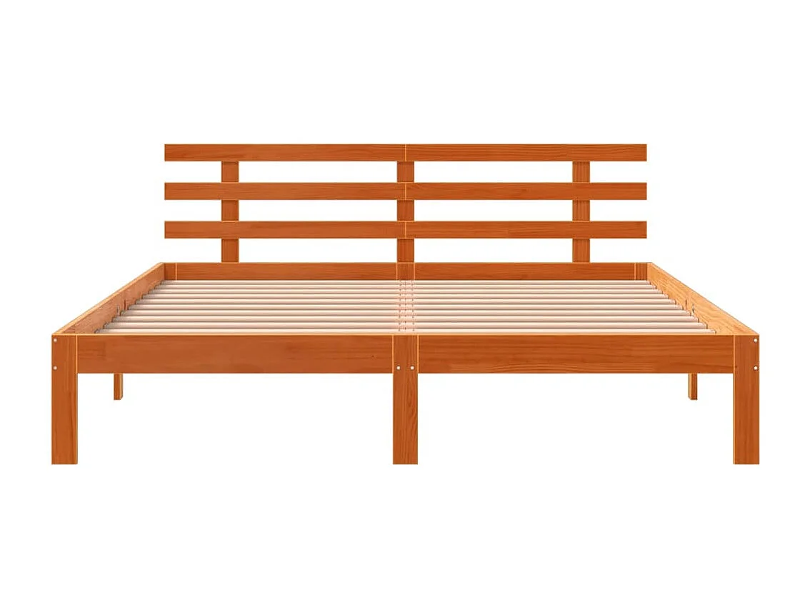 Bedframe met hoofdbord massief grenenhout wasbruin 150x200 cm NL64077