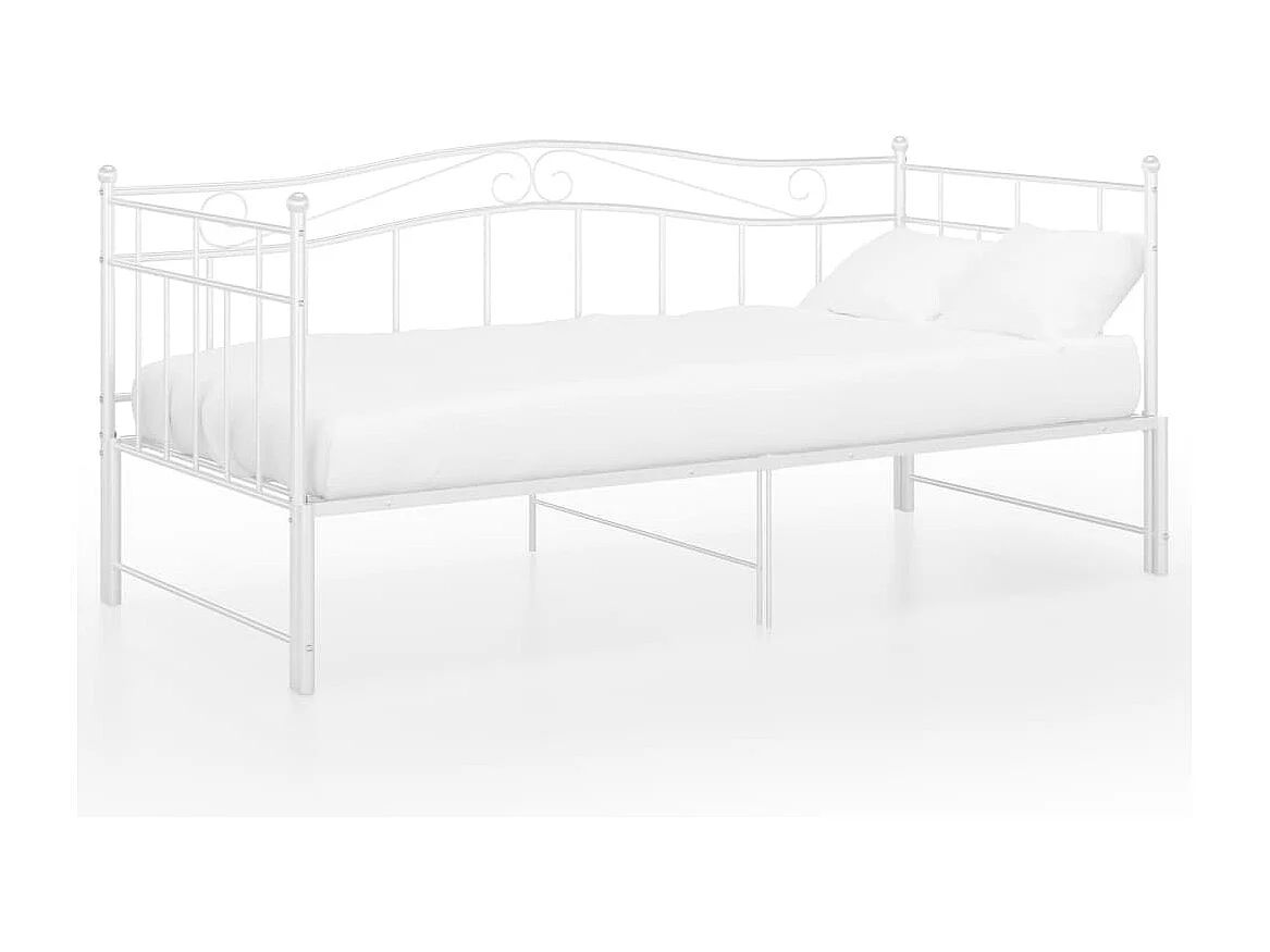 Lit-90x200 cm extensible Blanc Métal HOQW27531