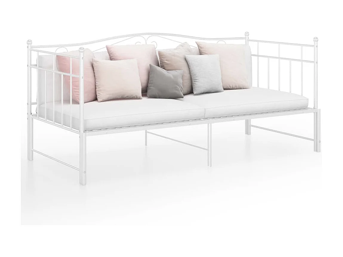 Slaapbankframe uittrekbaar metaal wit 90x200 cm NL79810