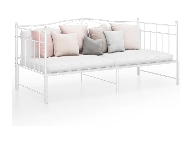 Slaapbankframe uittrekbaar metaal wit 90x200 cm NL79810