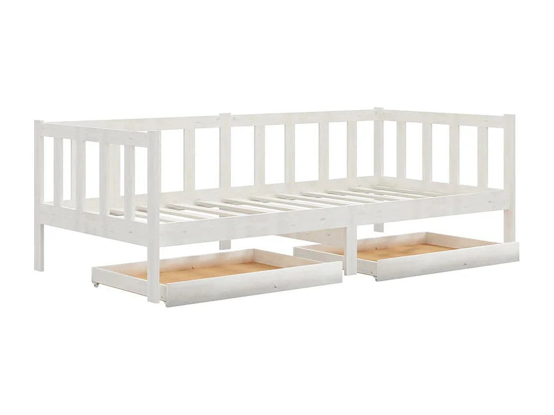 Slaapbank met lades massief grenenhout wit 90x200 cm NL30540