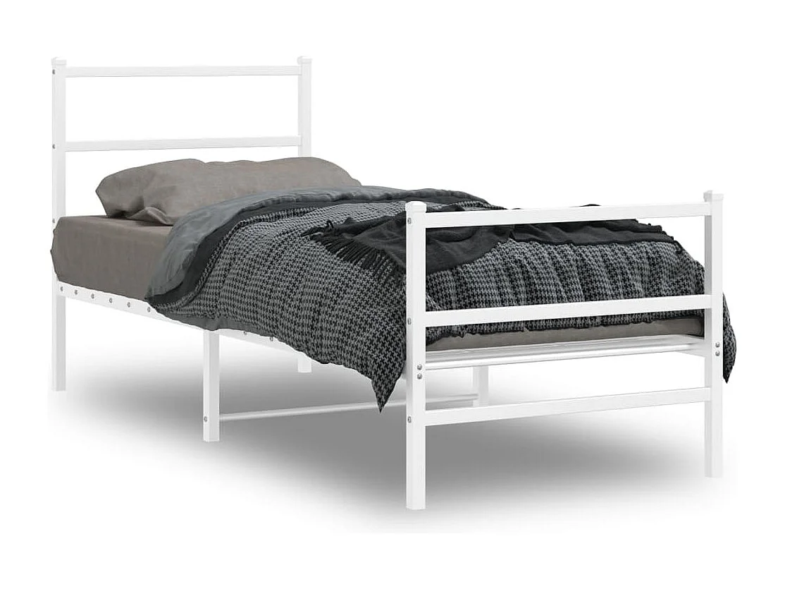 Cama com cabeceira e pés 80x200 cm metal branco PT736070