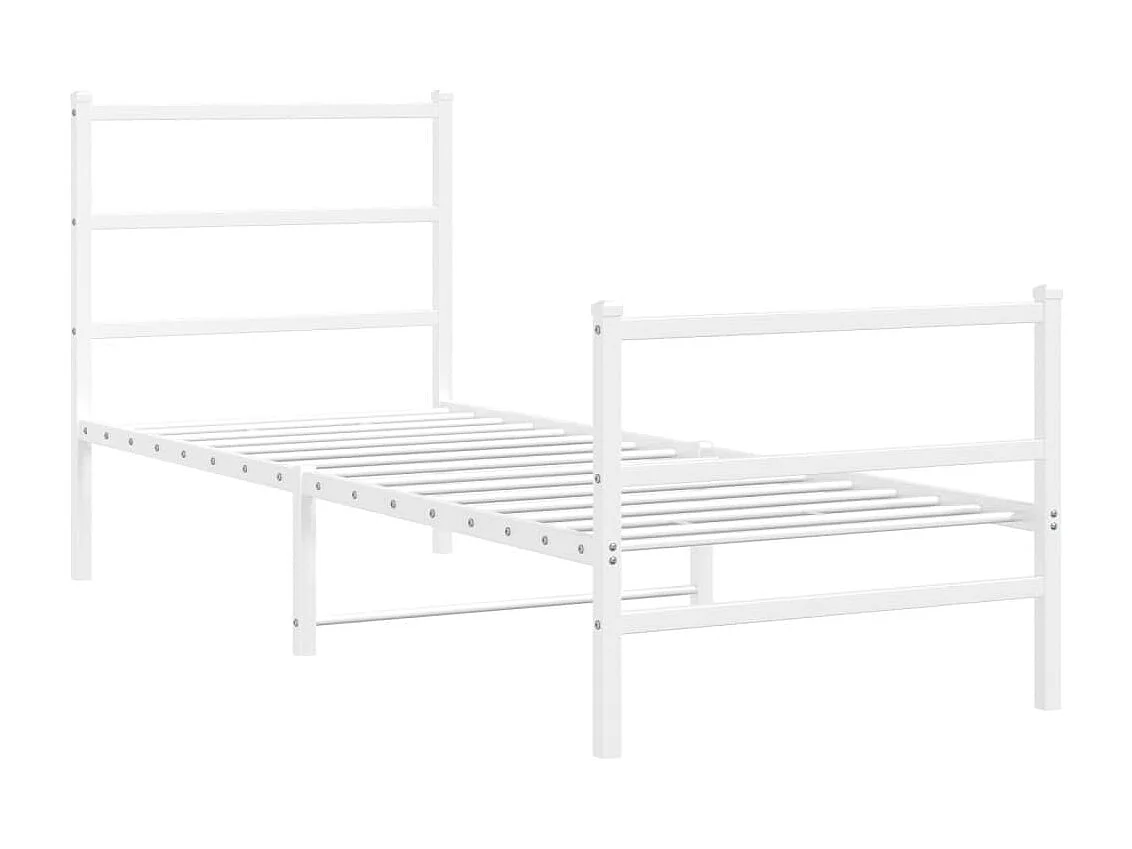 Cama com cabeceira e pés 80x200 cm metal branco PT736070