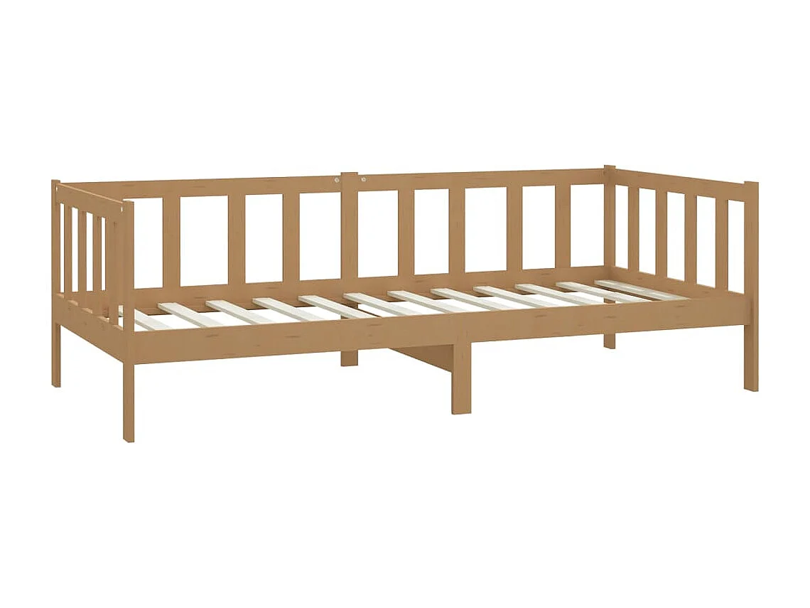Cama de solteiro com colchão 90x200 cm pinho maciço castanho mel PT607612