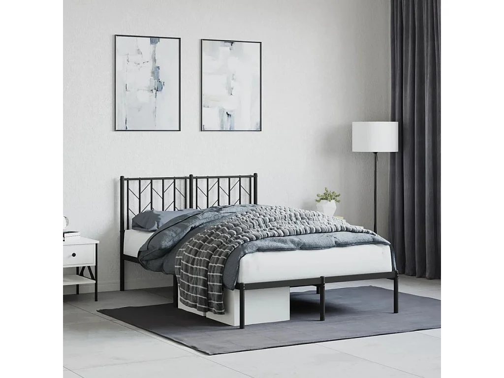 Cama -120x200 cm con cabecero metal negro YOE60494