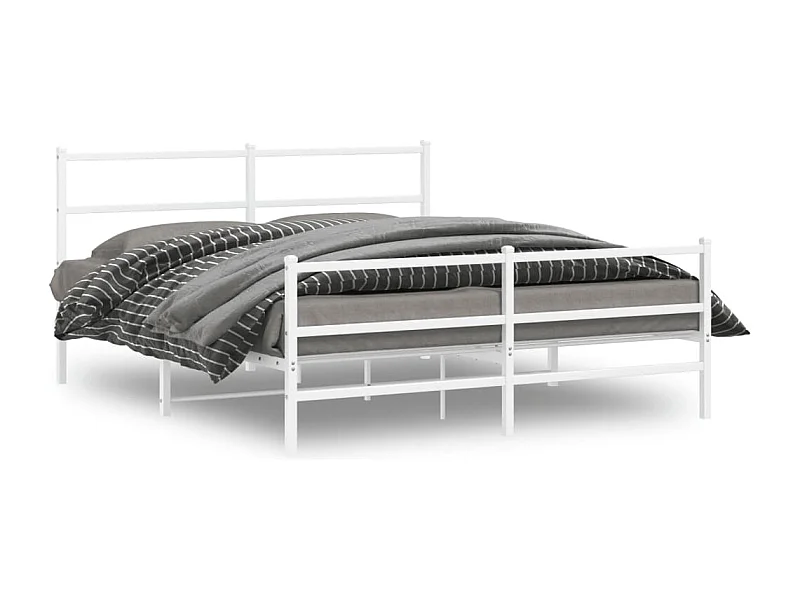 Cama com cabeceira e pés 150x200 cm metal branco PT752041