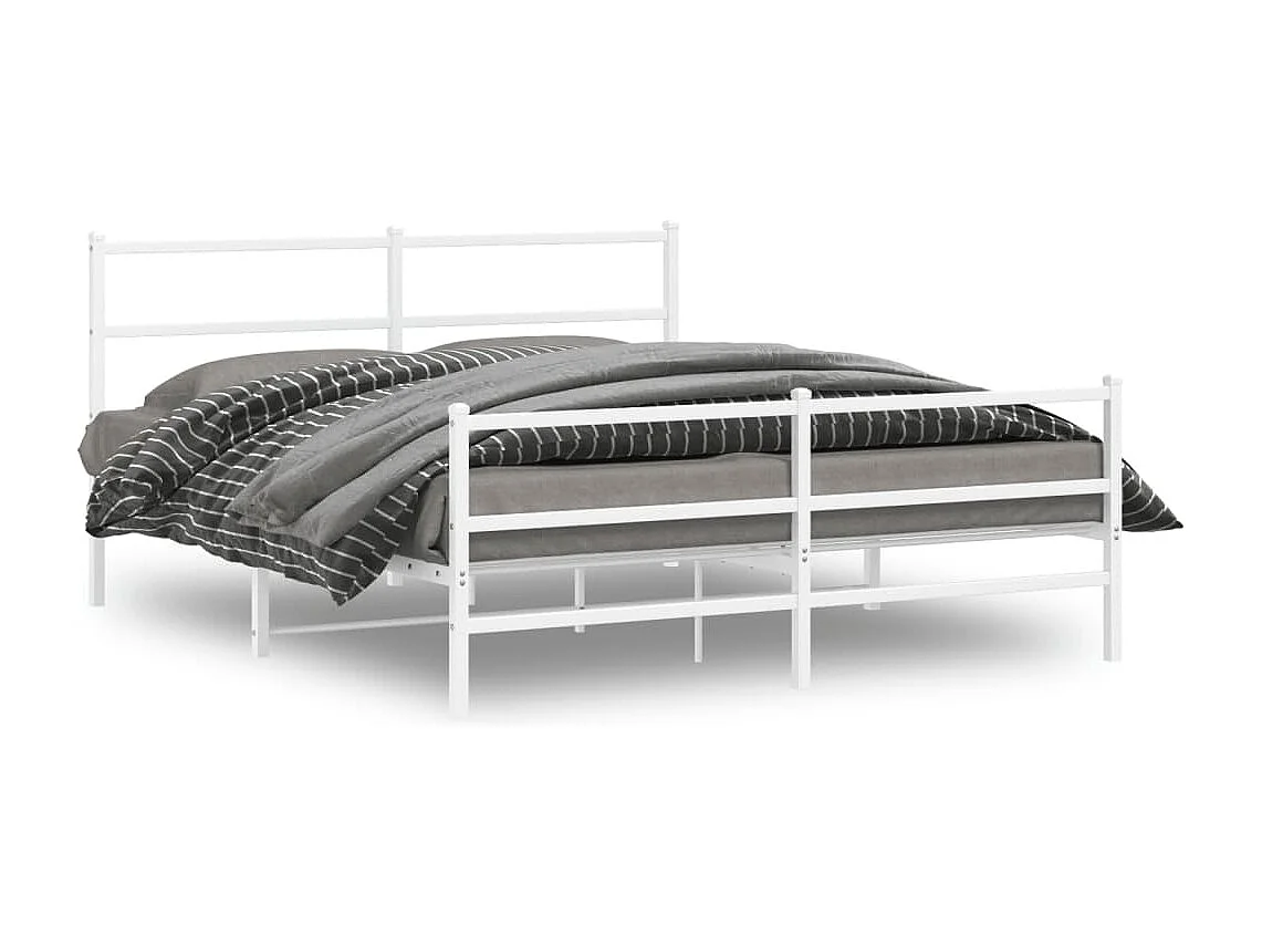Cama com cabeceira e pés 150x200 cm metal branco PT752041