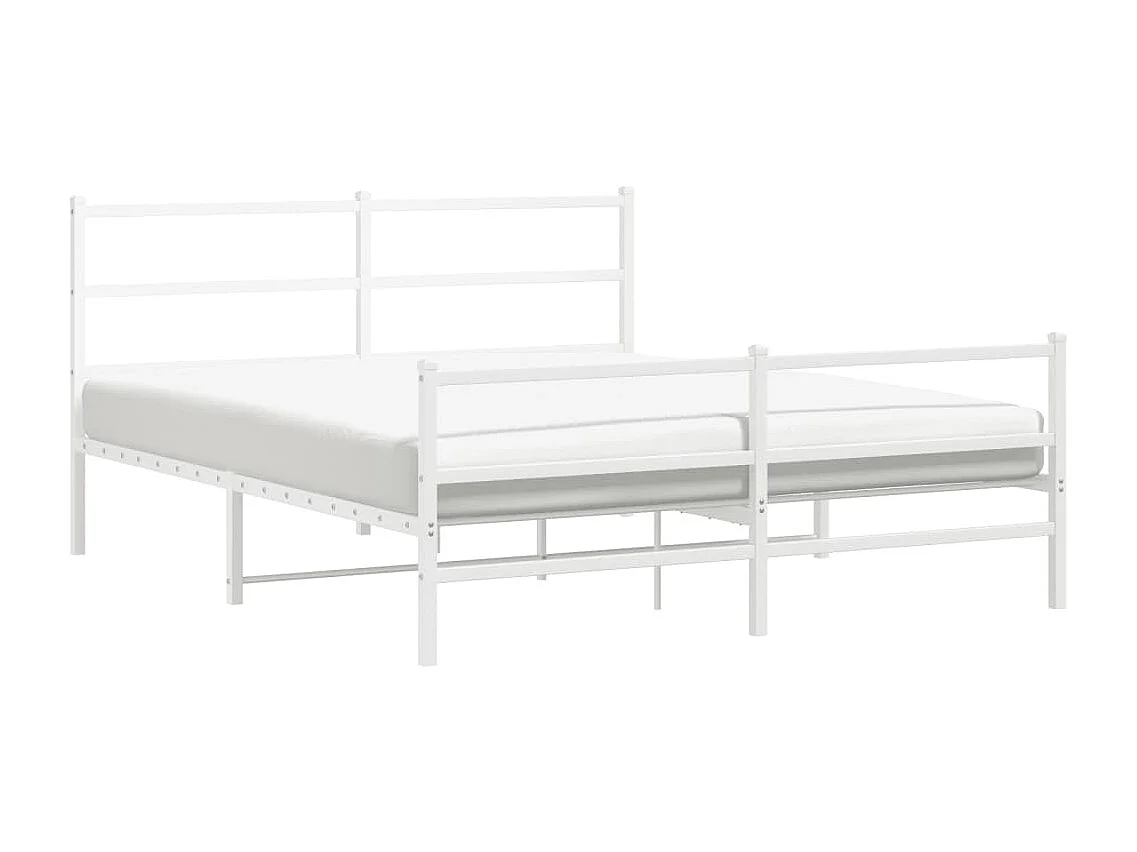 Cama com cabeceira e pés 150x200 cm metal branco PT752041