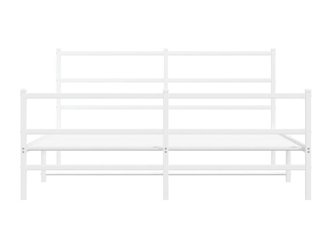 Lit-150x200 cm métal + tête de lit/pied de lit blanc HOQW64048