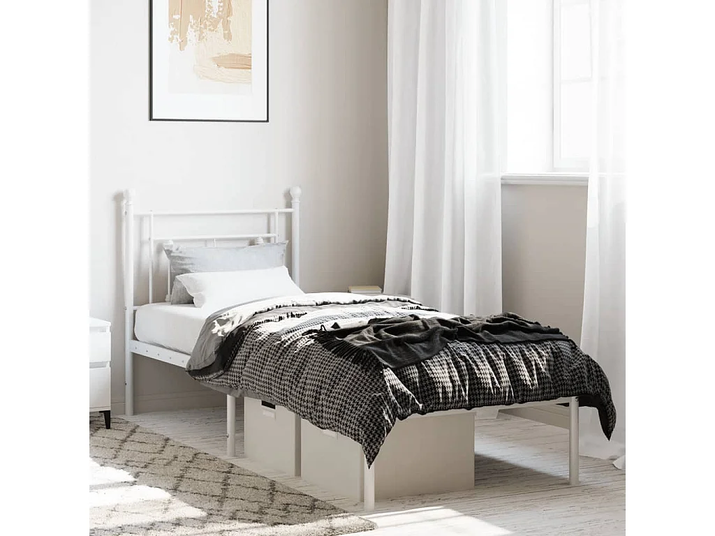 Cama com cabeceira 80x200 cm metal branco PT526216