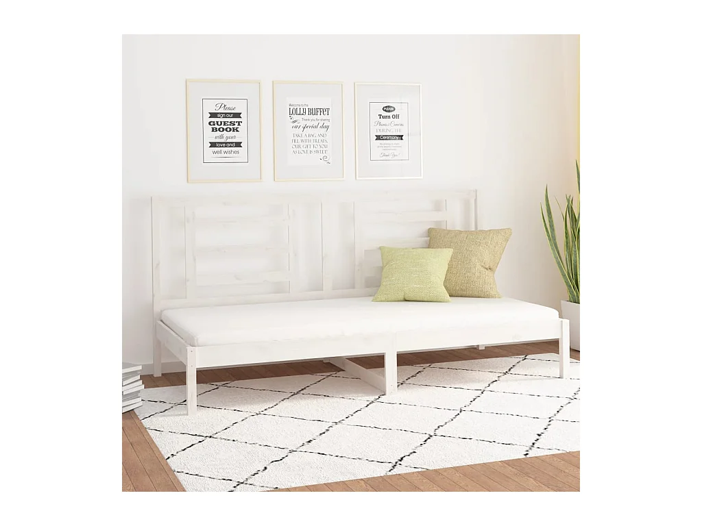 Lit-90x200 cm de jour Blanc Bois de pin massif HOQW10957