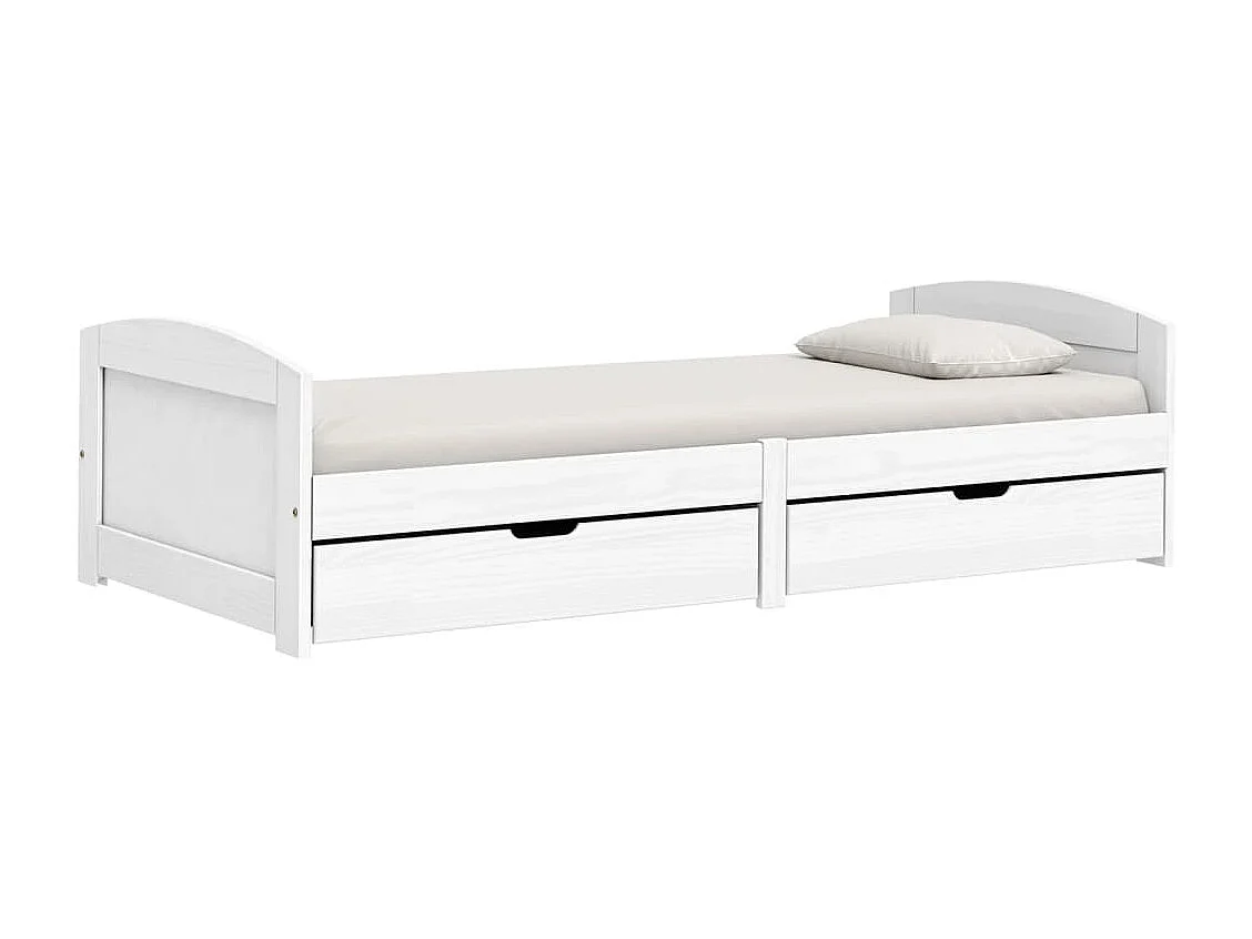 Tagesbett,Sofabett mit 2 Schubladen IRUN Weiß 90x200cm Massivholz Kiefer -gkd28523