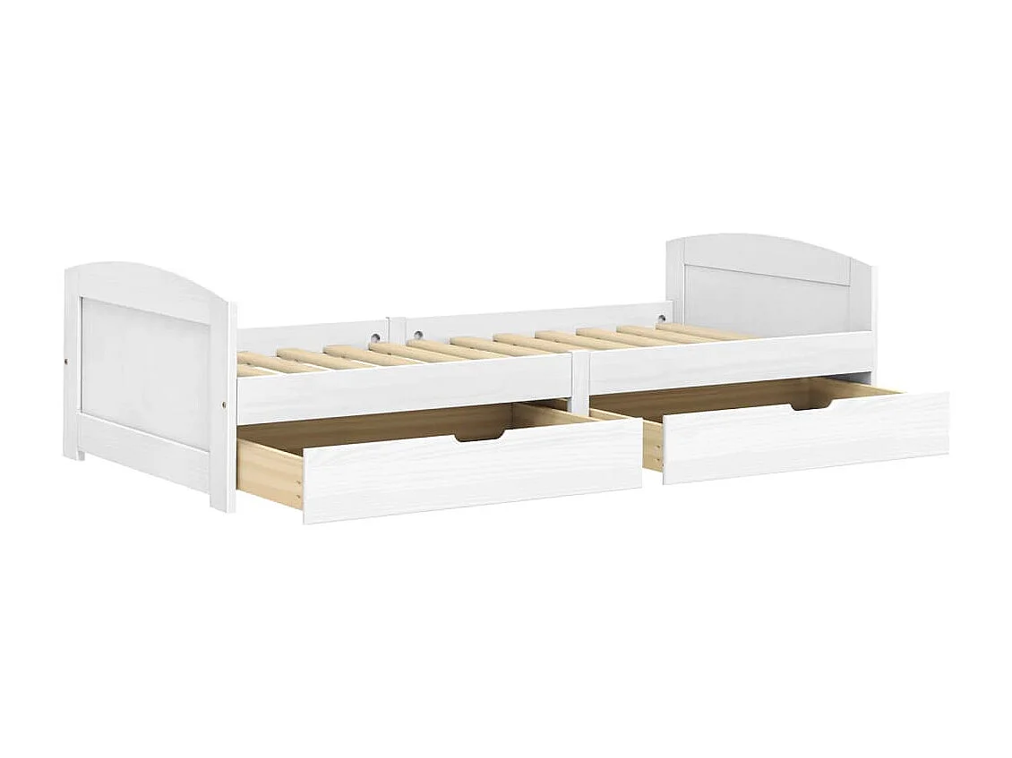 Tagesbett,Sofabett mit 2 Schubladen IRUN Weiß 90x200cm Massivholz Kiefer -gkd28523