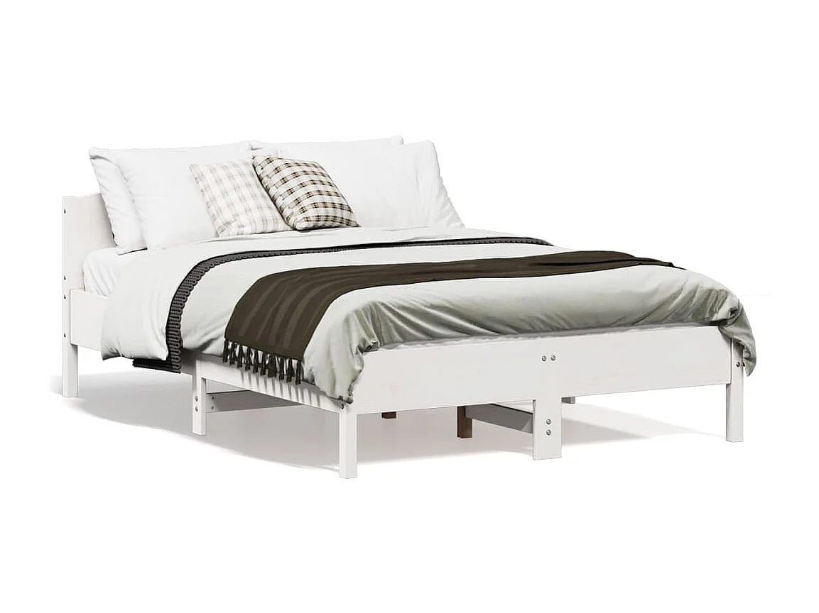 Cama -120x190 cm con cabecero madera pino blanco YOE32086