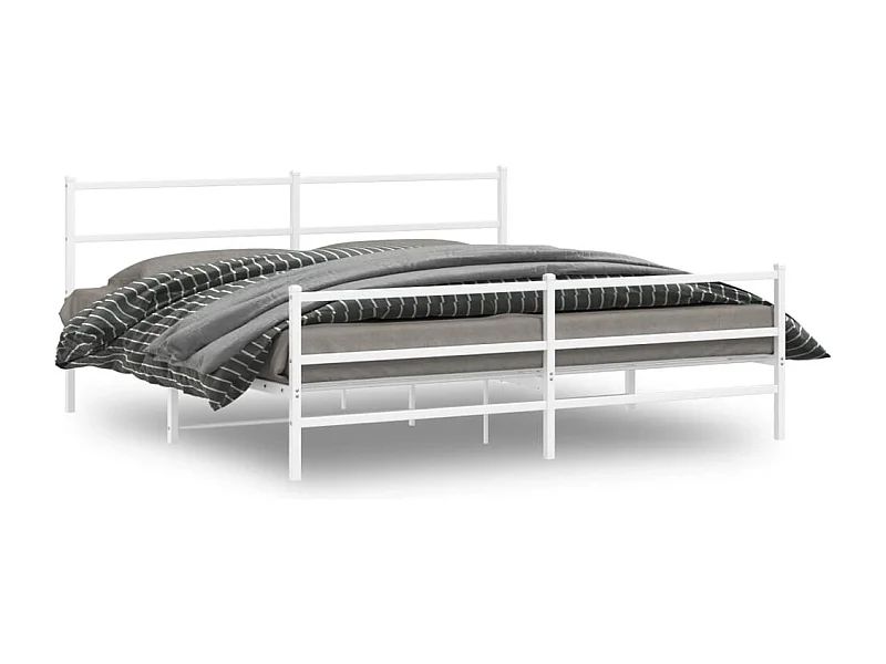 Cama -200x200 cm metal con cabecero y estribo blanco YOE97227