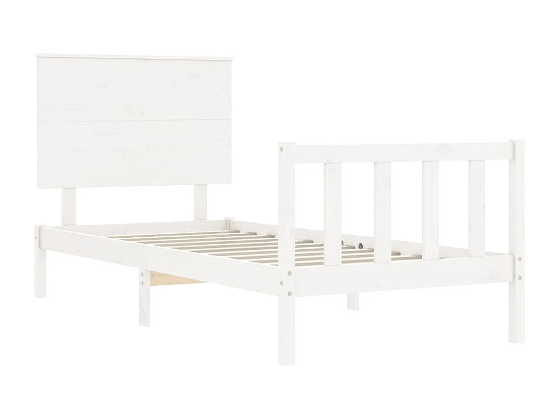 Cama -100x200 cm con cabecero madera maciza blanco YOE79362