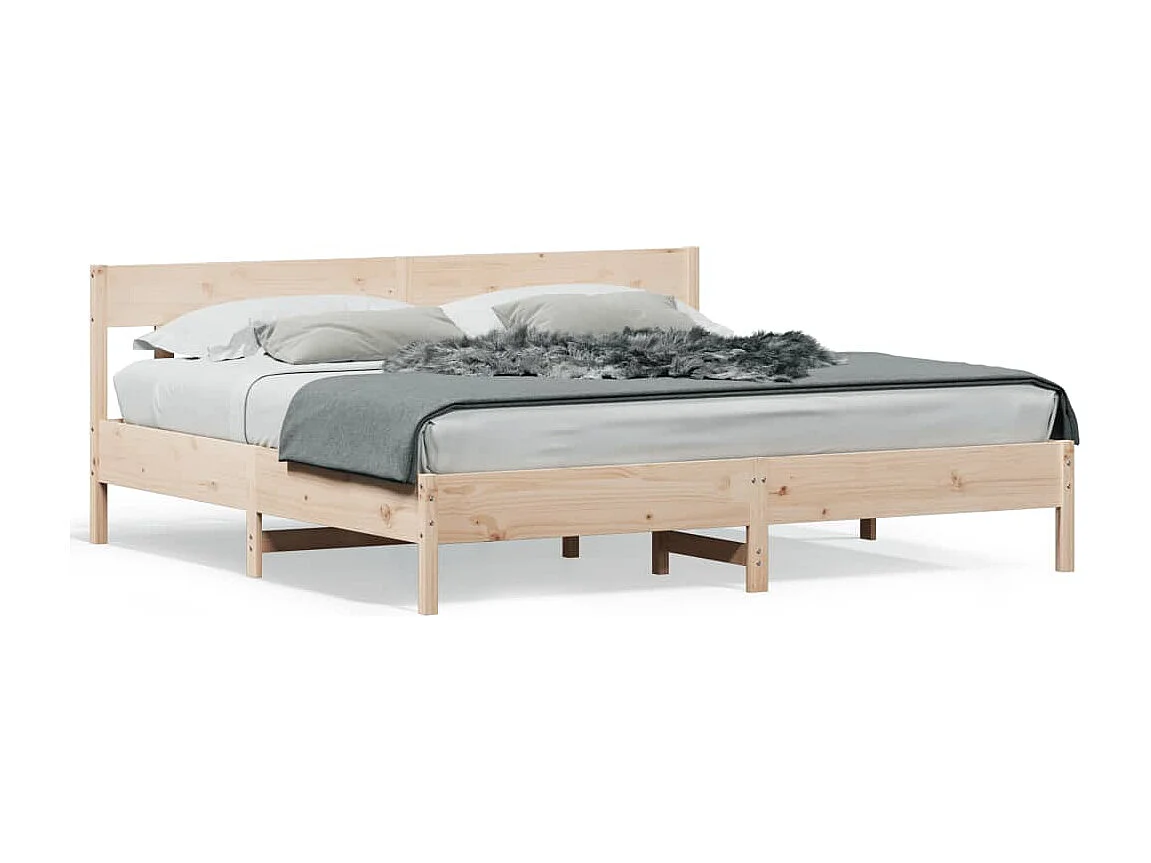 Cama com cabeceira 180x200 cm pinho maciço PT654908