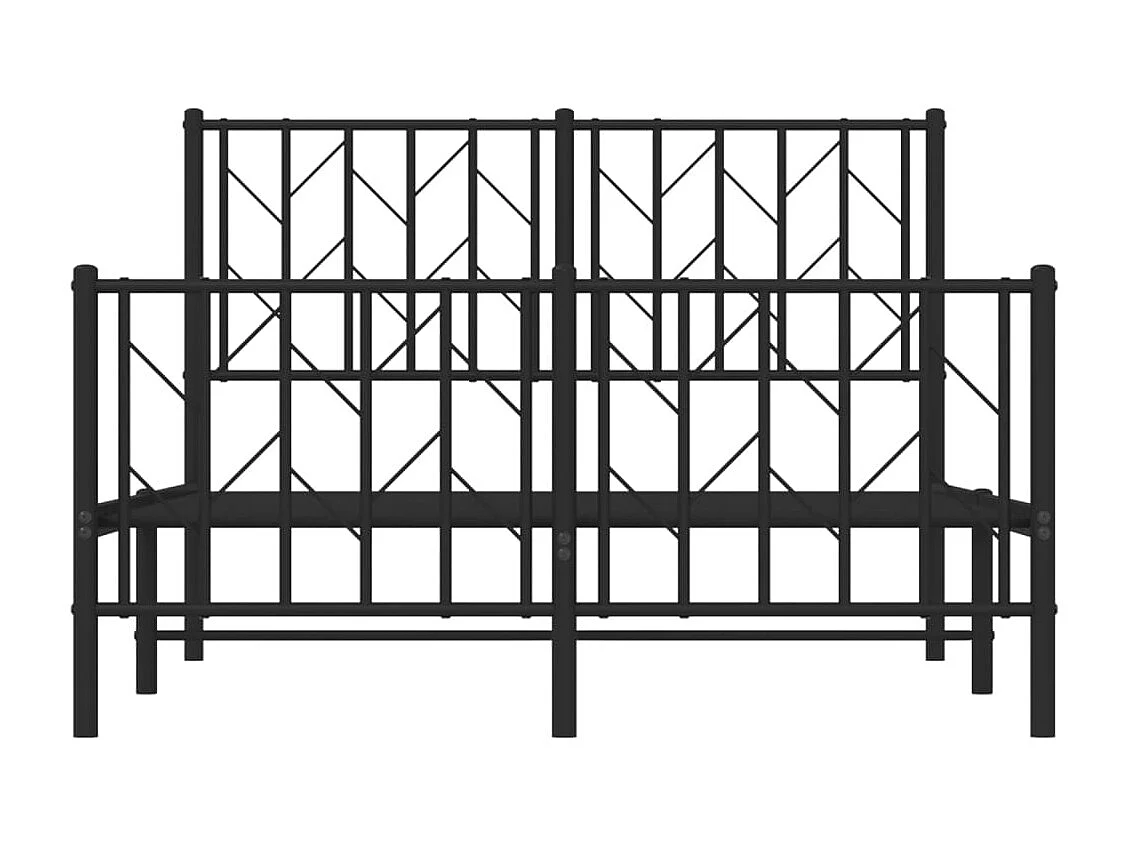 Lit-120x190 cm métal + tête de lit/pied de lit noir HOQW92390