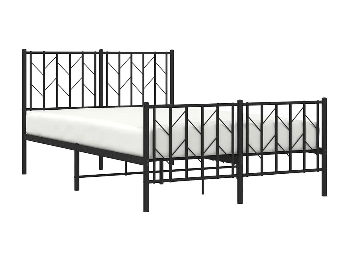 Lit-120x190 cm métal + tête de lit/pied de lit noir HOQW92390