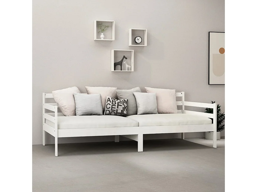 Lit-90x200 cm de repos + matelas Blanc Bois de pin massif HOQW30306