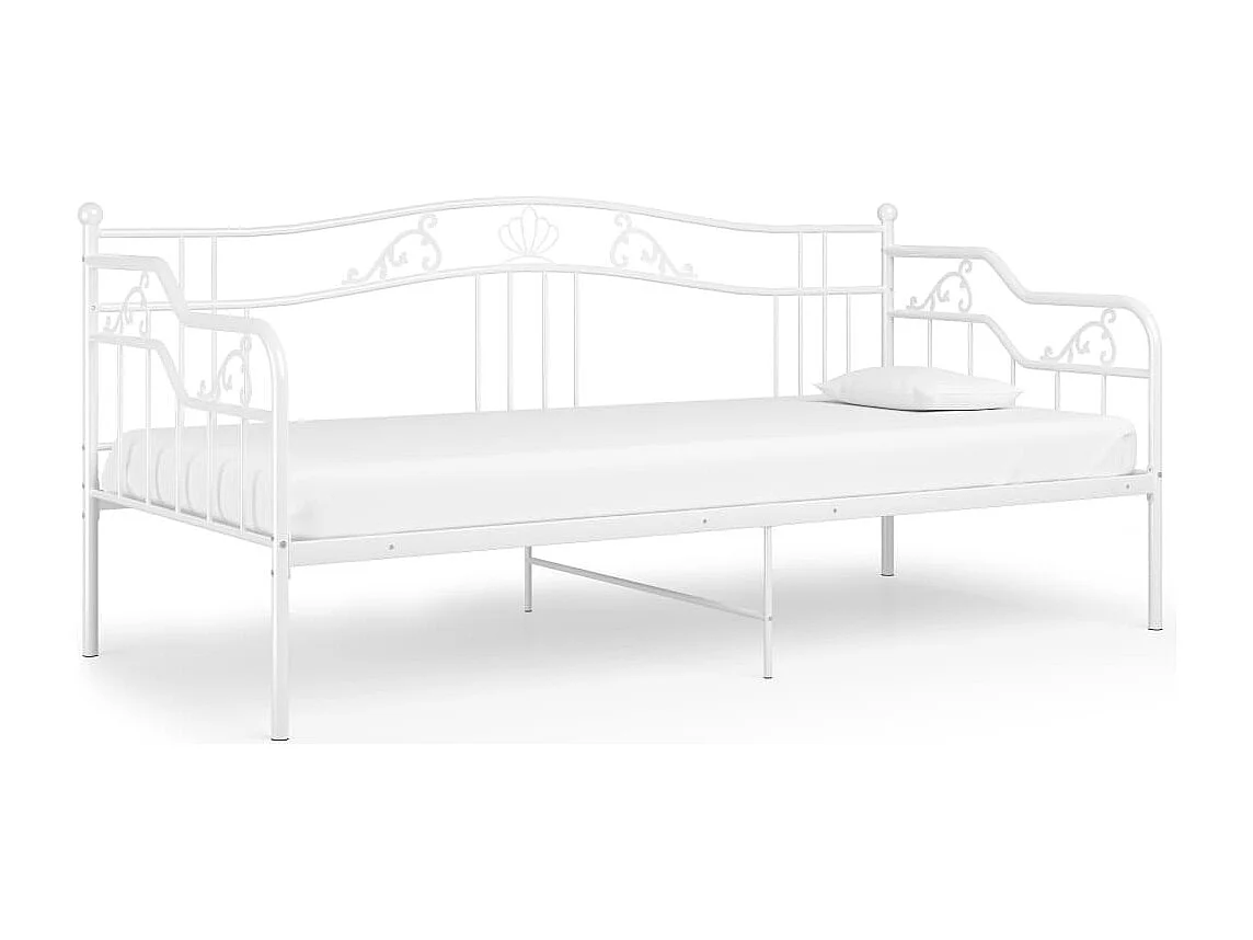 Lit-90x200 cm Blanc Métal HOQW71670