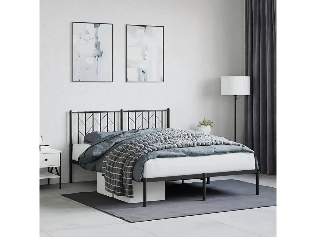Cama com cabeceira 140x200 cm metal preto PT829306