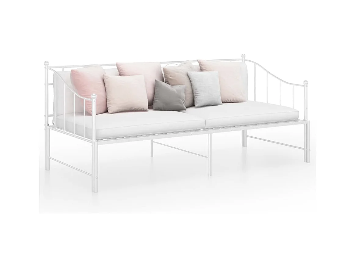Slaapbankframe uittrekbaar metaal wit 90x200 cm NL66572