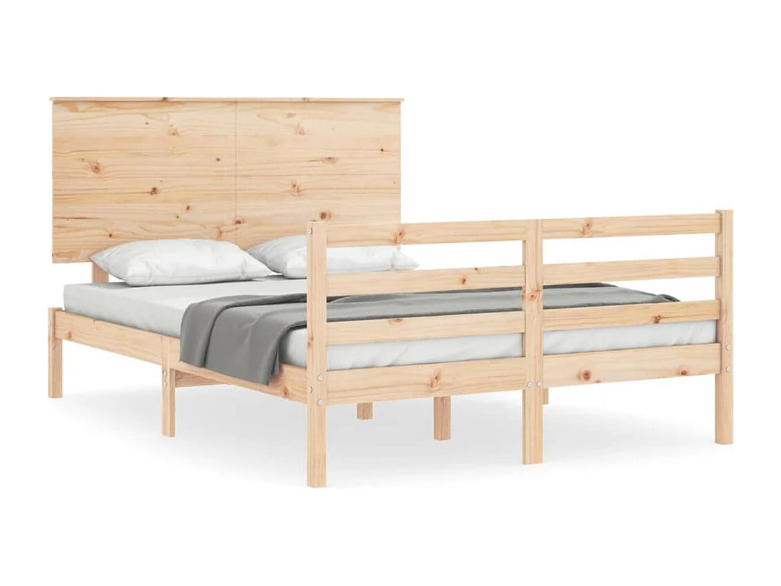 Cama -140x190 cm con cabecero madera maciza YOE42515
