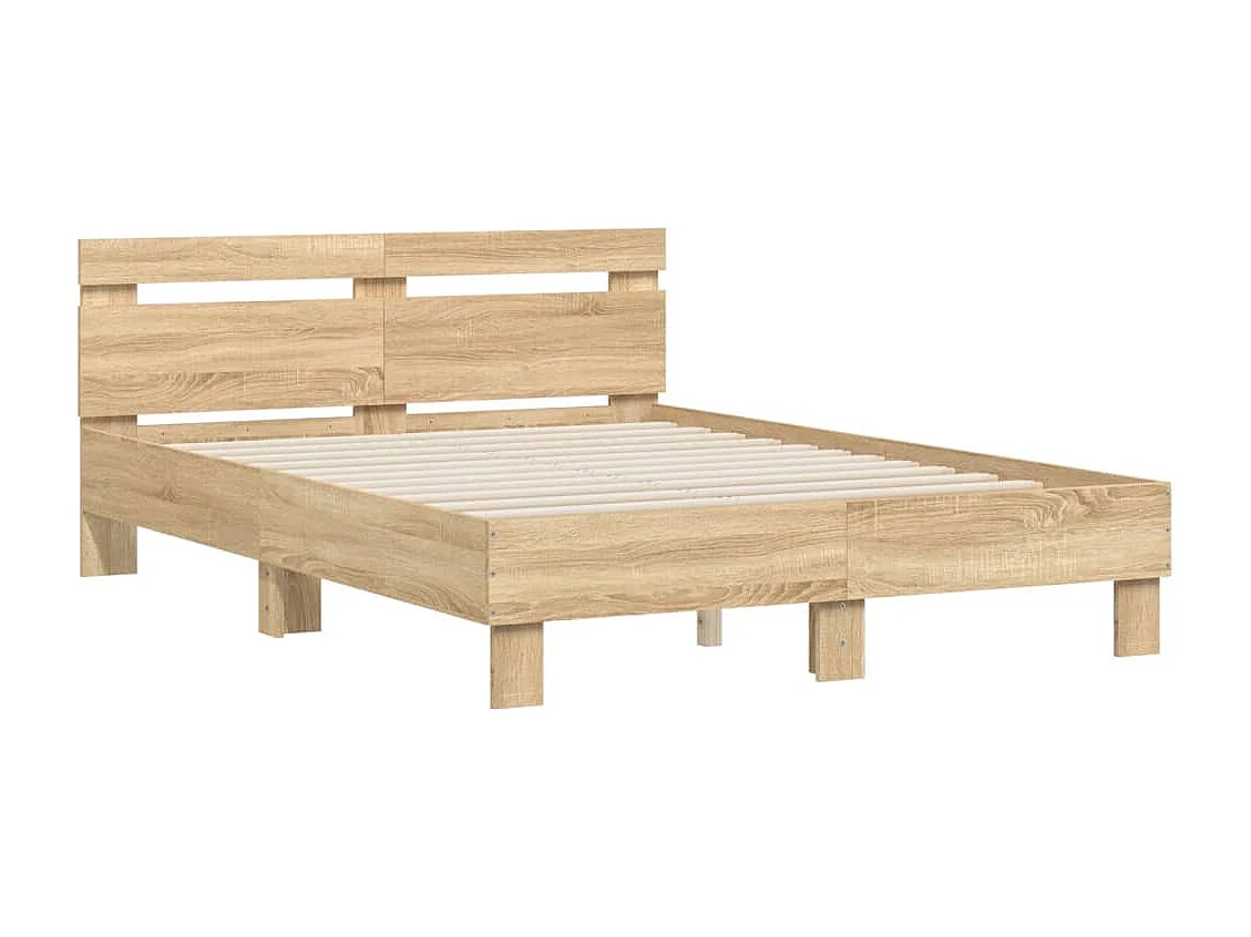 Bedframe met hoofdeinde bewerkt hout sonoma eiken 135x190 cm NL35678
