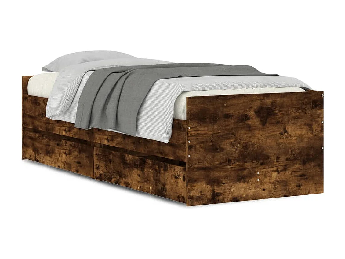 Bedframe met lades gerookt eikenkleurig 90x190 cm NL29839