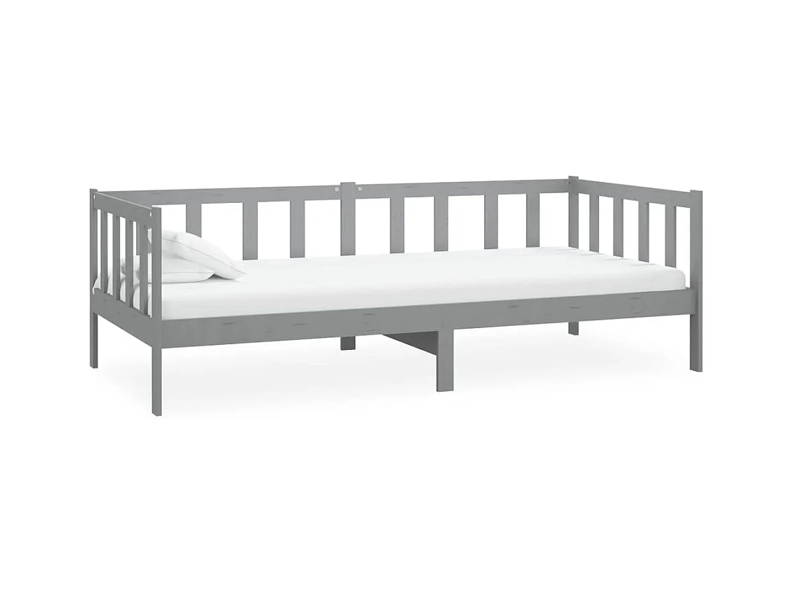 Slaapbank met matras massief grenenhout grijs 90x200 cm NL81707