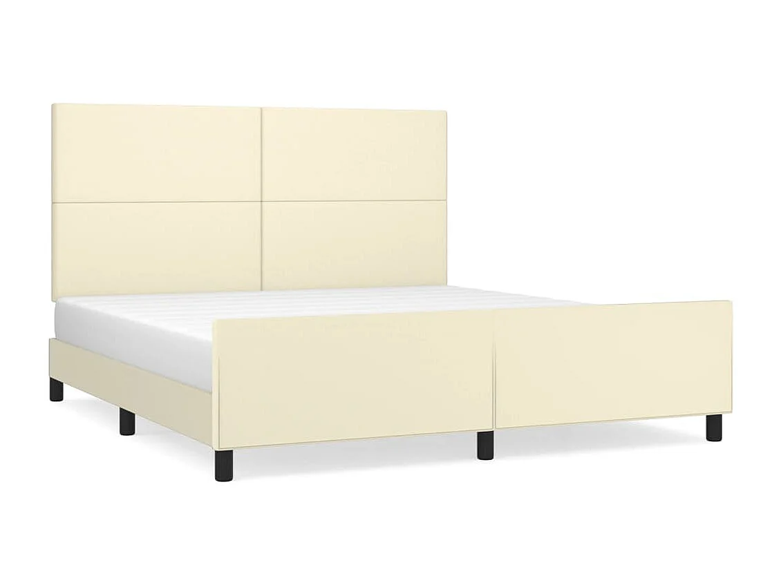 Lit-160x200 cm + tête de lit Crème Similicuir HOQW45264