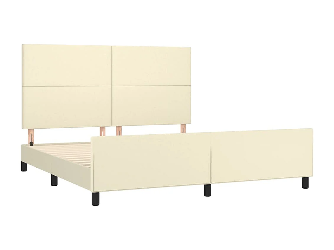 Lit-160x200 cm + tête de lit Crème Similicuir HOQW45264
