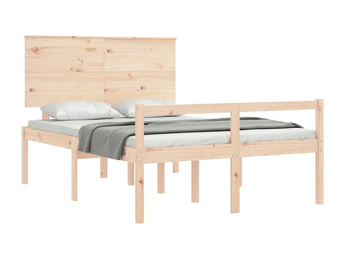 Lit-140x190 cm pour personne âgée et tête de lit bois massif HOQW90311